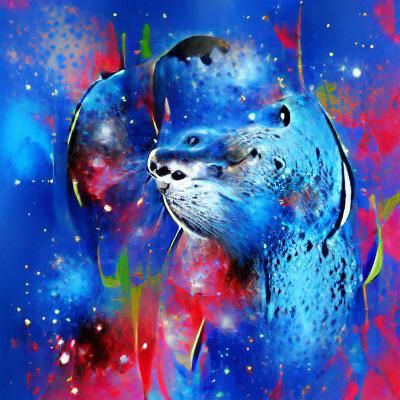 Vibrant Space Otter in Pop Art Style
