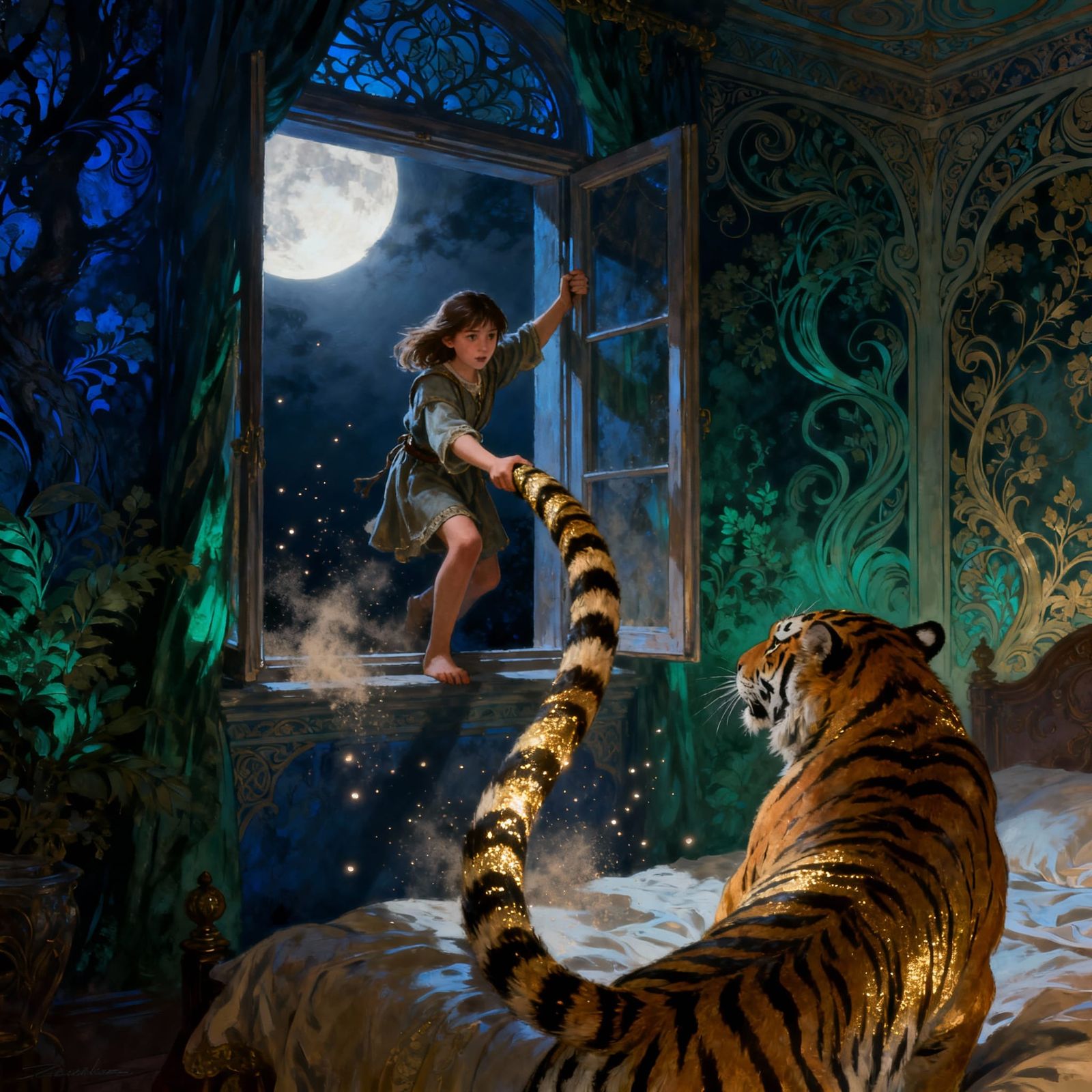 Teenage Girl Escapes Bedroom Using Giant Tiger Tail