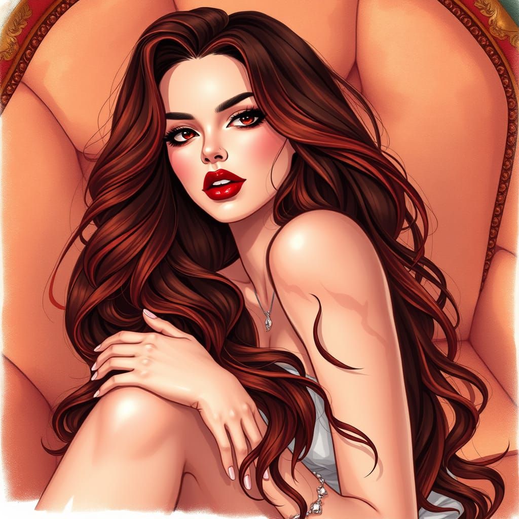 Sultry Anime Goddess in Autumn Hues