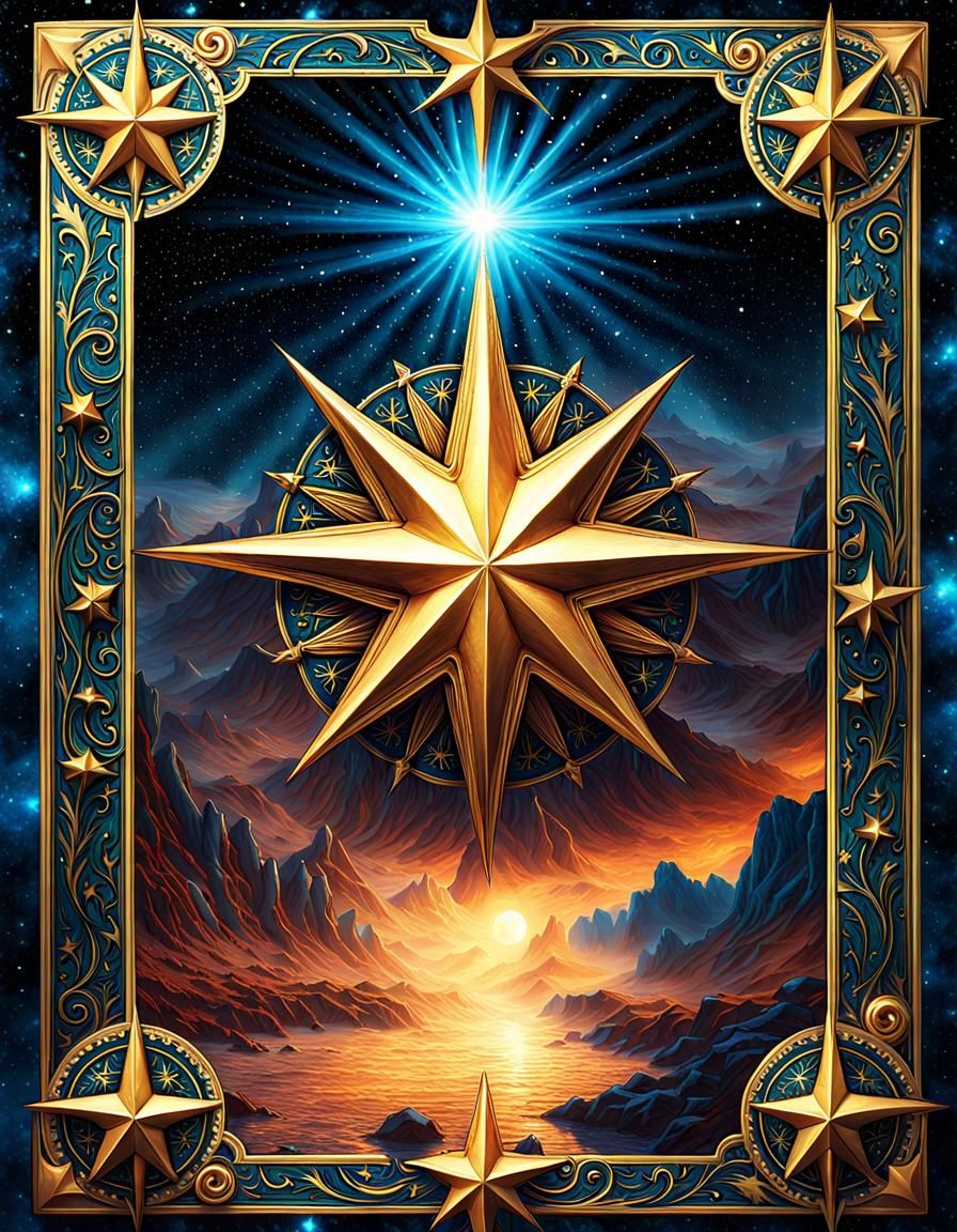 Fantastical Star Tarot Card in Vibrant Colors