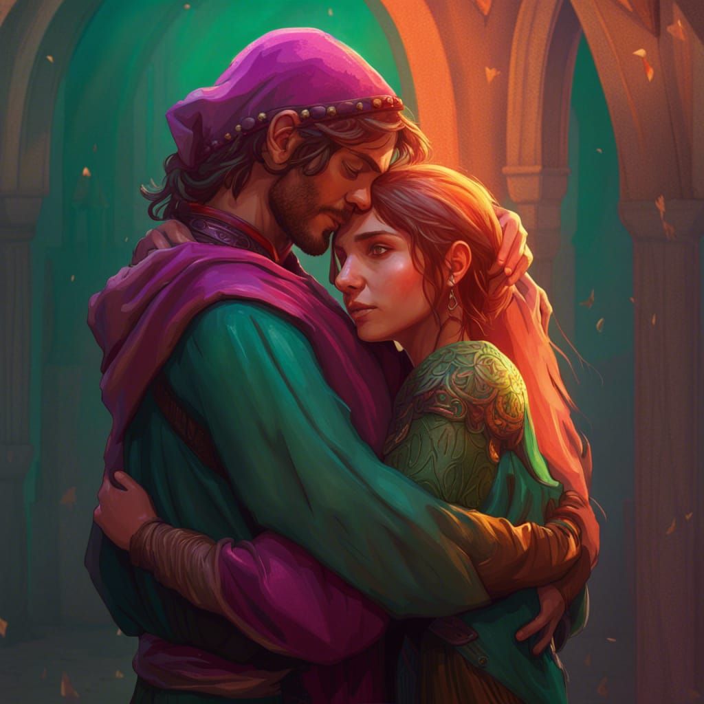Vibrant Medieval Love in Triadic Colors