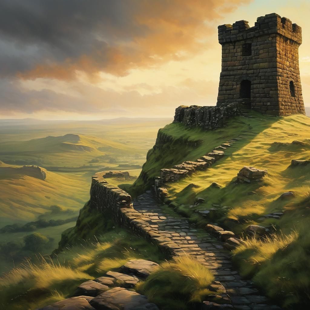 Ancient Roman Watchtower on Hadrian's Wall in Scotland Oil P...
