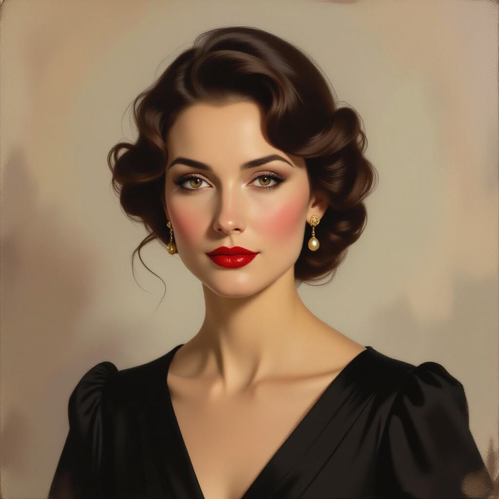 Enigmatic Mrs. Parker: Oil Portrait of Quiet Elegance