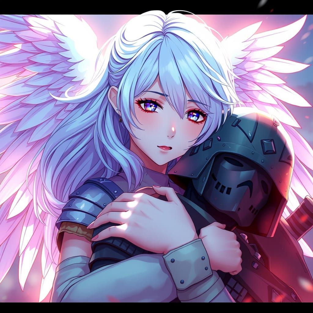 Angel's Shield of Hope in a War-Torn Landscape