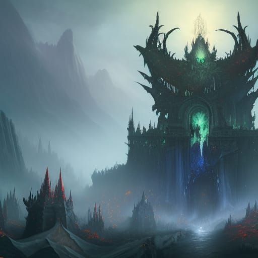 Surreal Demon Castle Imagined in Unreal Engine 5 Style