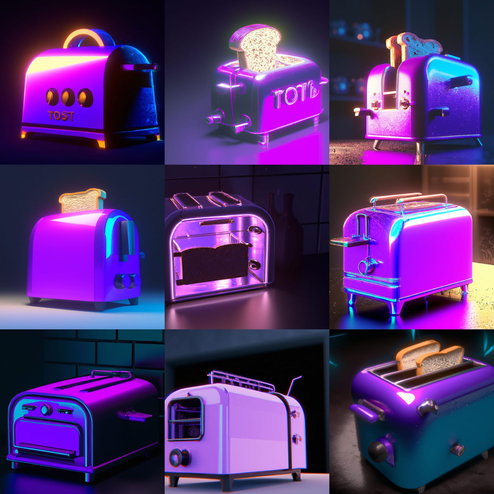 Epic 8K Purple Toaster Masterpiece in Cyberpunk Style