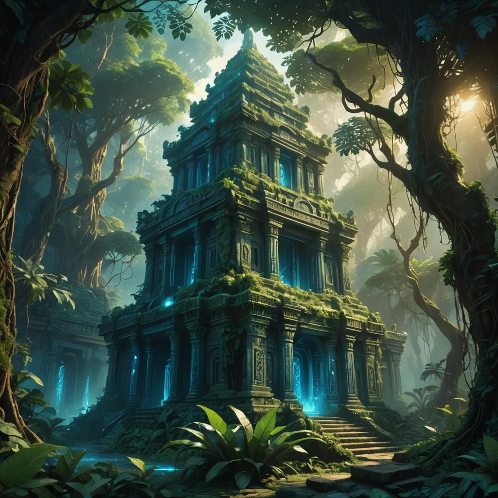 Ethereal Jungle Temple in Fantasy Concept Art