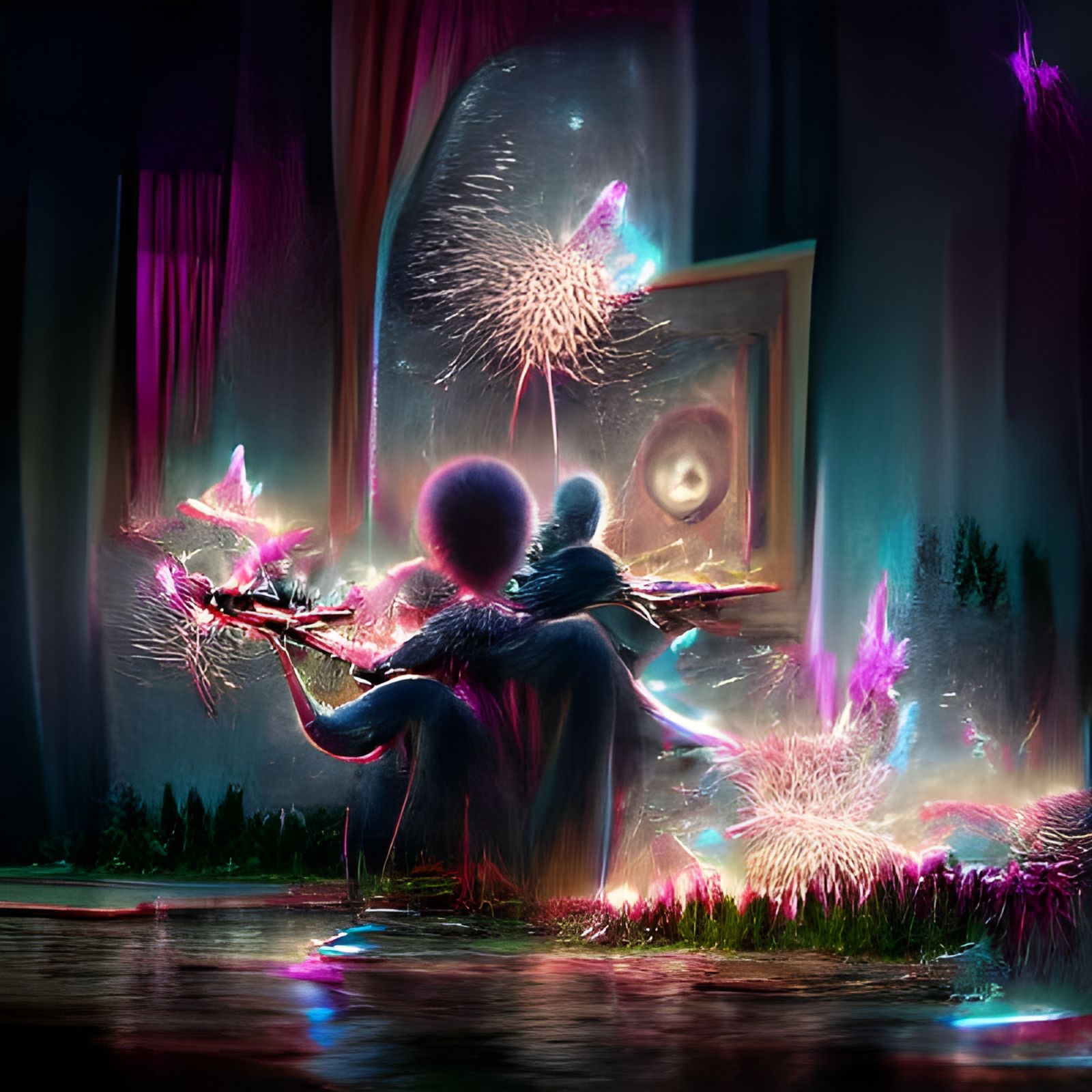 Surreal Cosmic Fireworks Revealed in Holographic Style