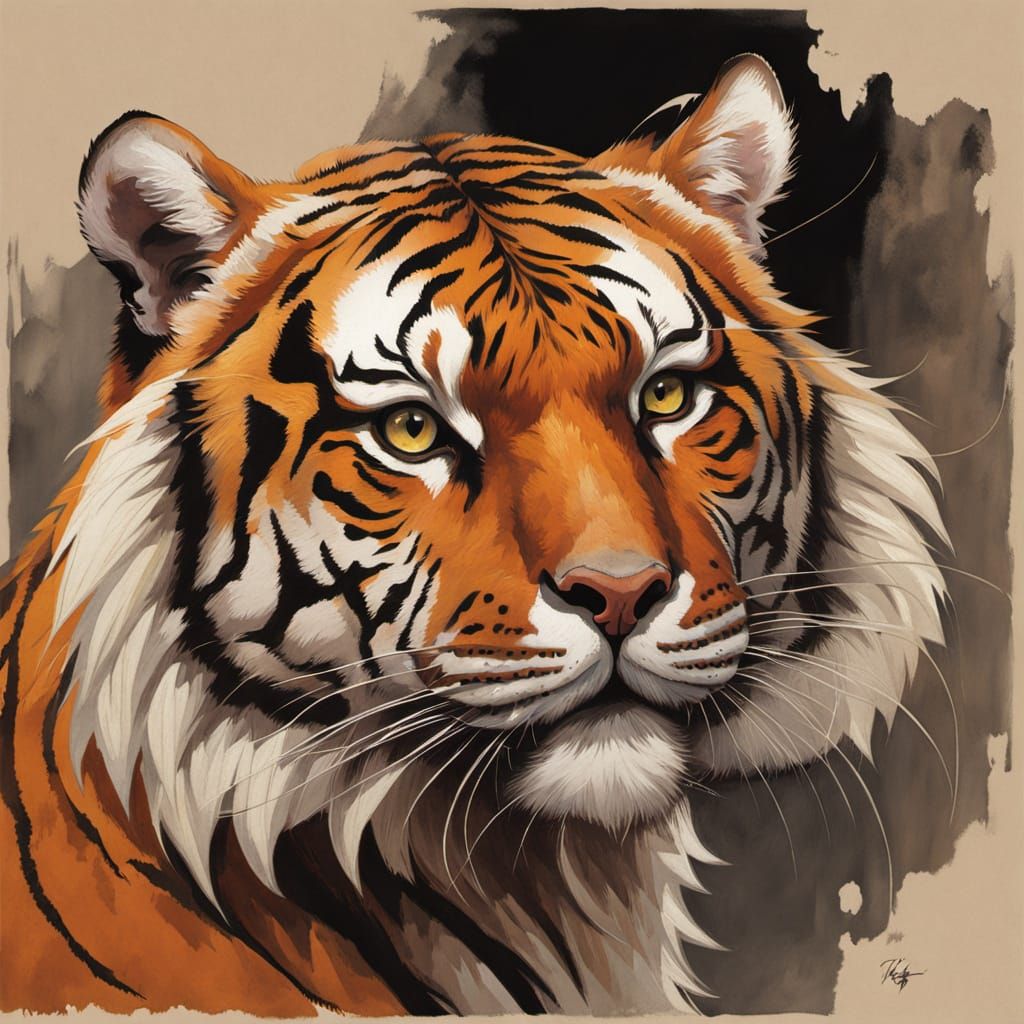 Realistic Tiger Portrait in Vibrant Colors