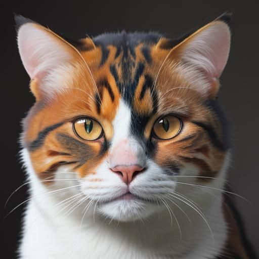 A Vivid Calico Cat Portrait in Stunning Hyper Realistic Deta...