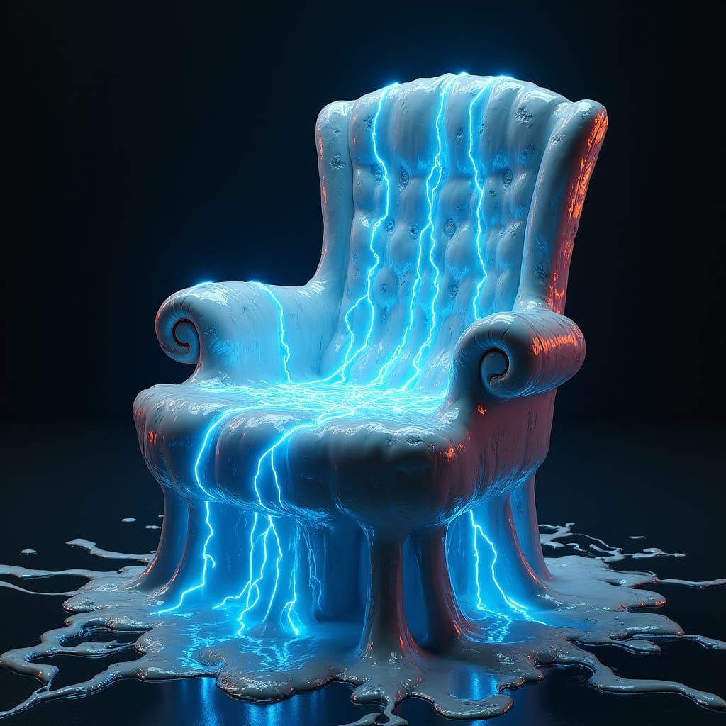 Electric Chair Made of Viscous Liquid in Futuristic Style