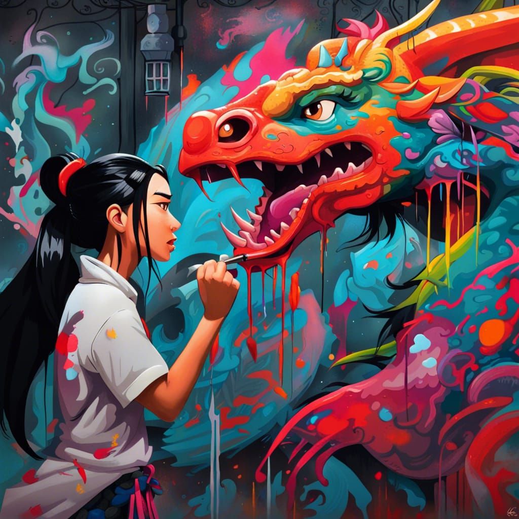 Disney Princesses in Vibrant Graffiti Style