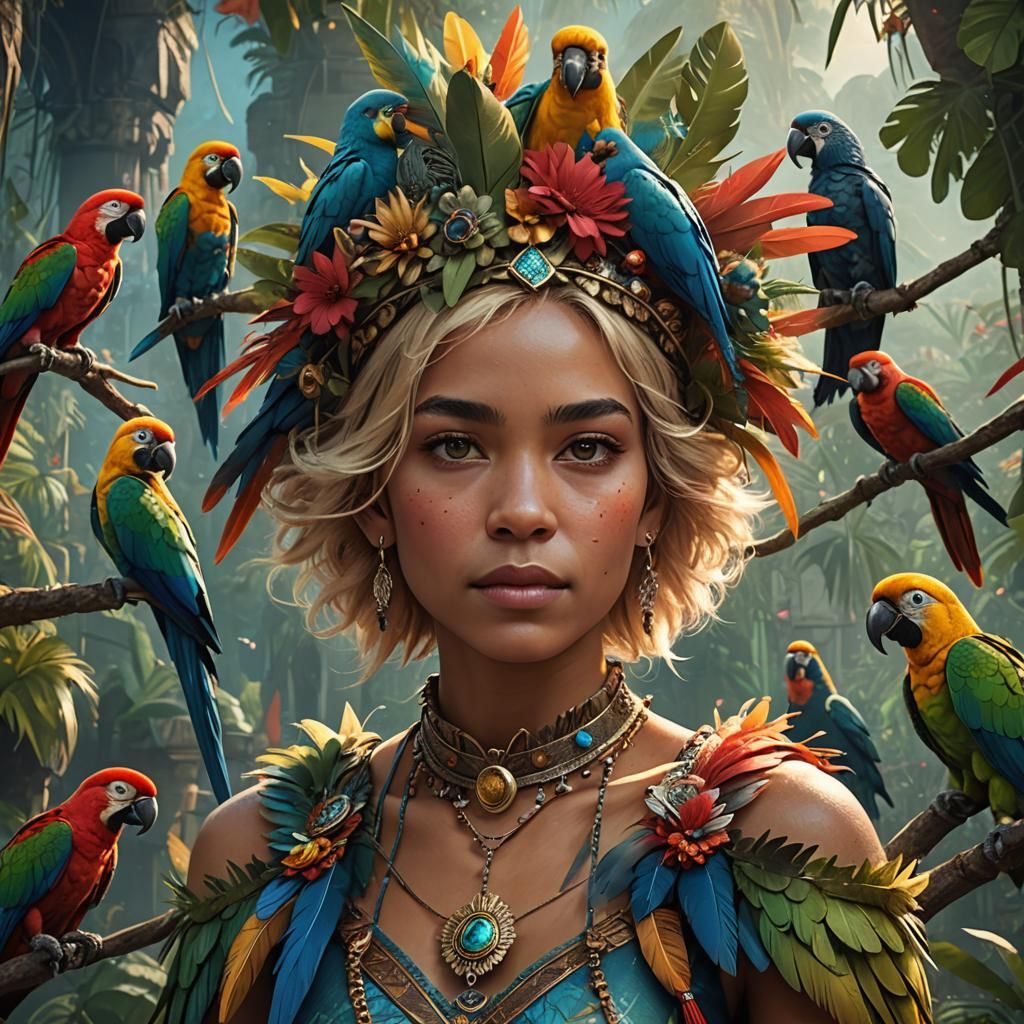 Goddess of Vibrant Aviaries in Splendid Detail