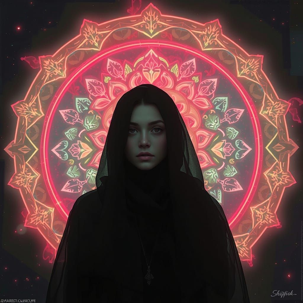 Ethereal Digital Hologram in Cyberpunk Aesthetic