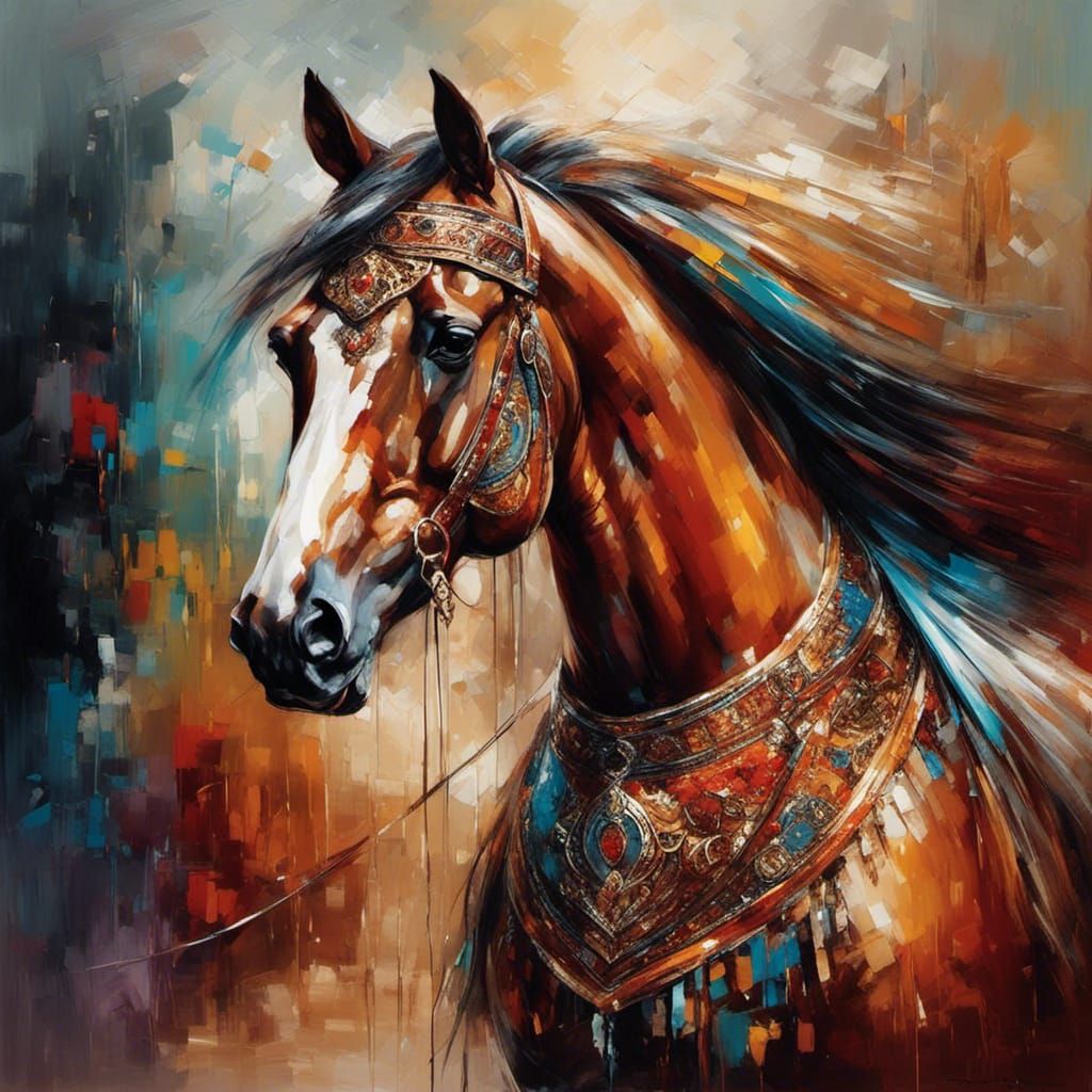 Arabian Horse in Ornate Traditional Attire