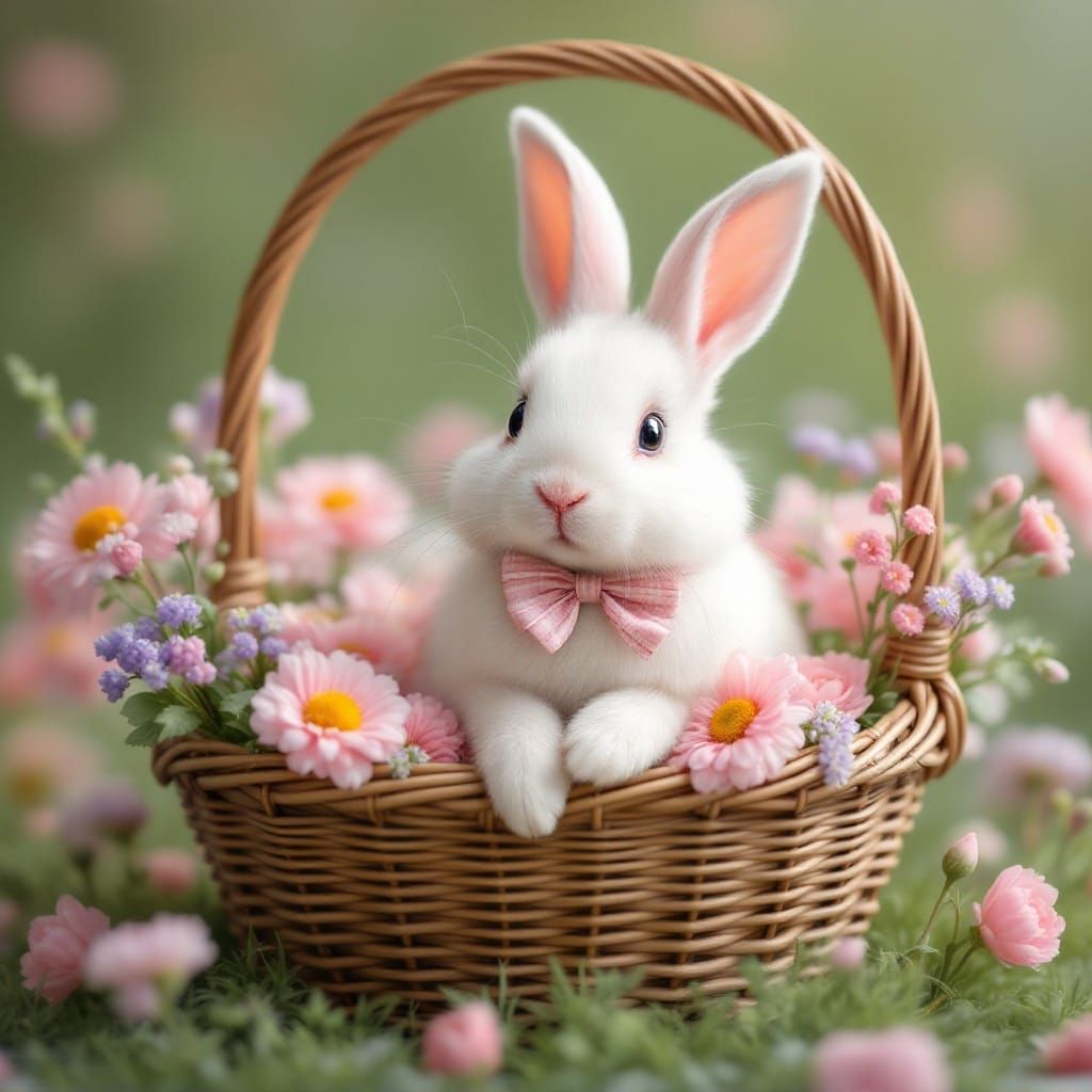 Springtime Cutie in Wicker Easter Basket