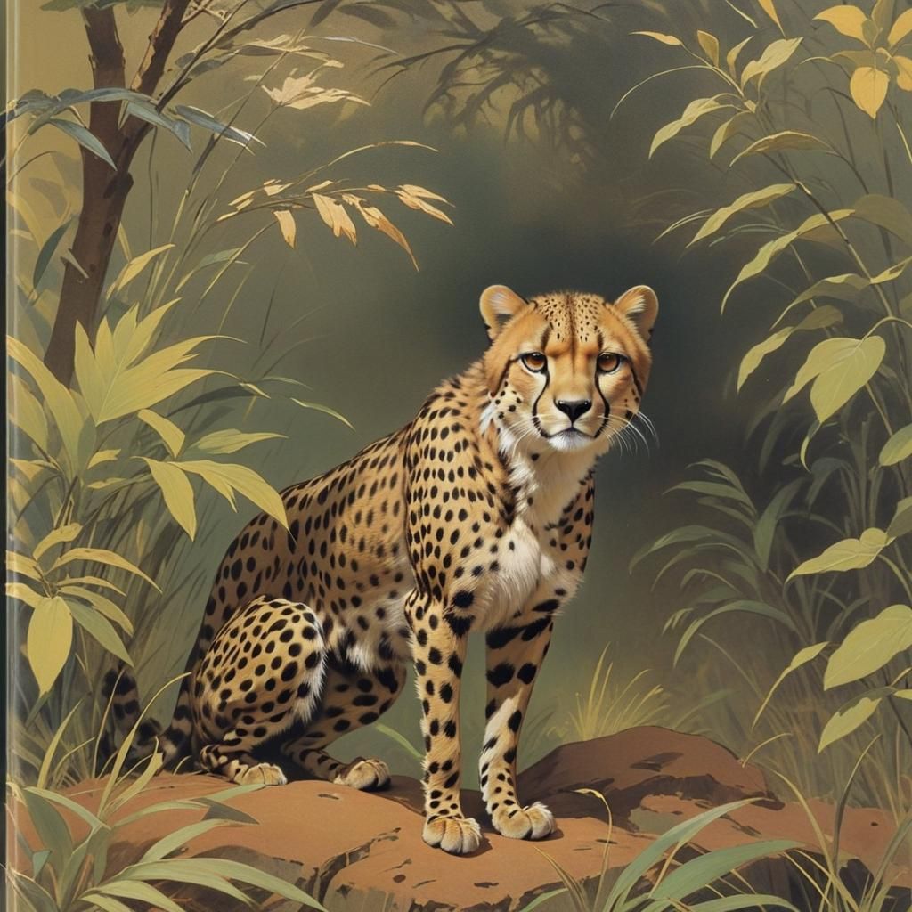 Wild Cheetah Portrait in Classic Watercolor Style