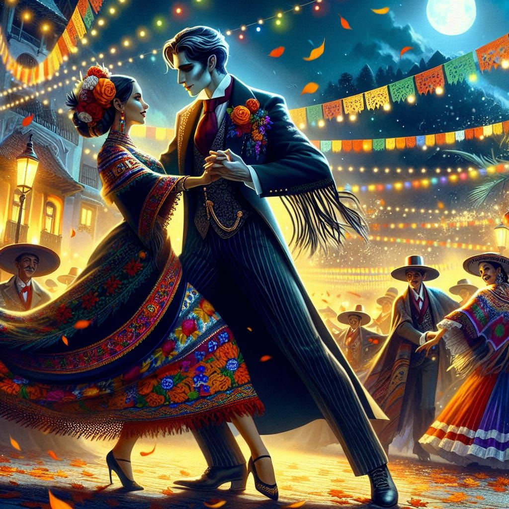 Elegant Colombian Vampire in Vibrant Tango Dance