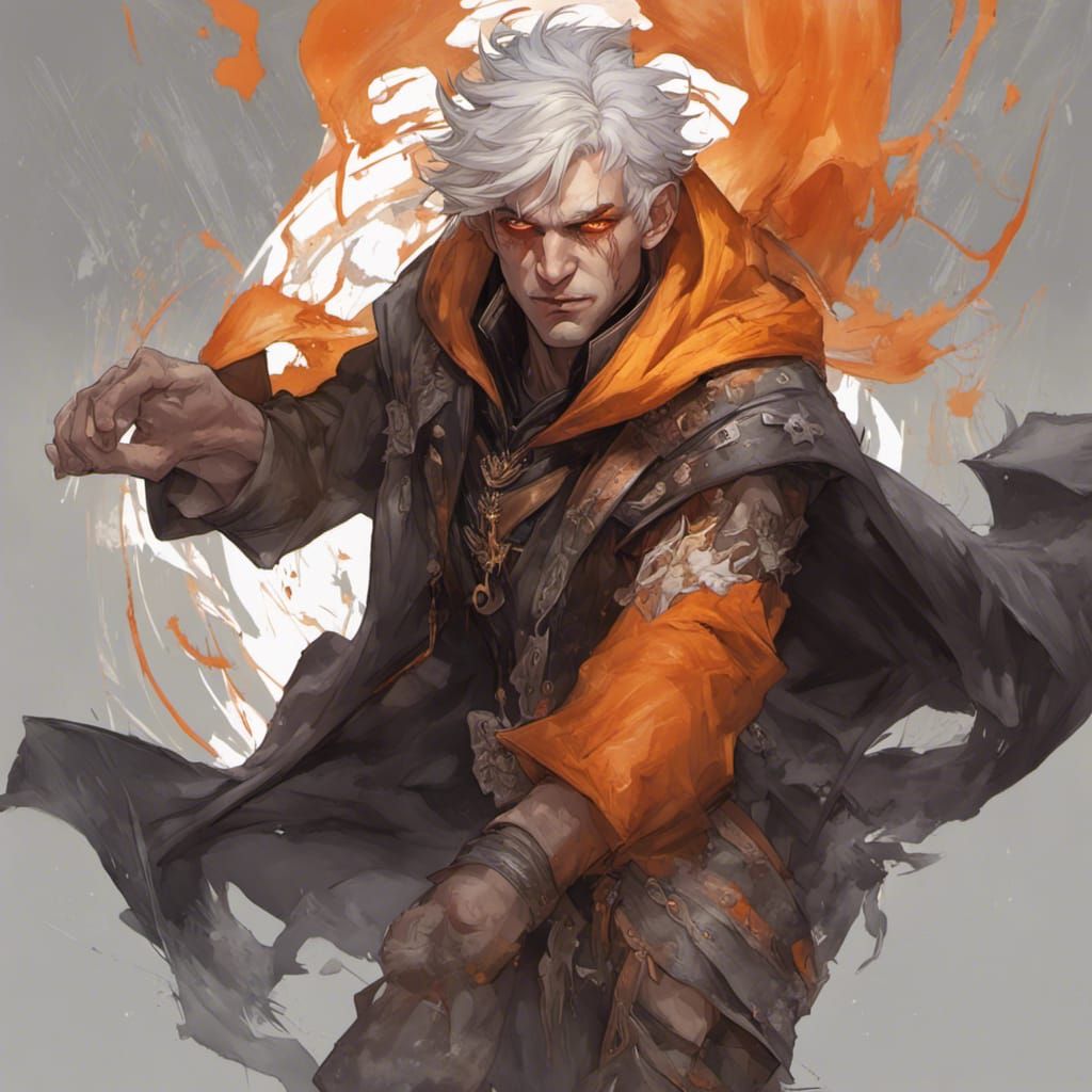 Gaunt Sorcerer Portrait in Art Nouveau Style
