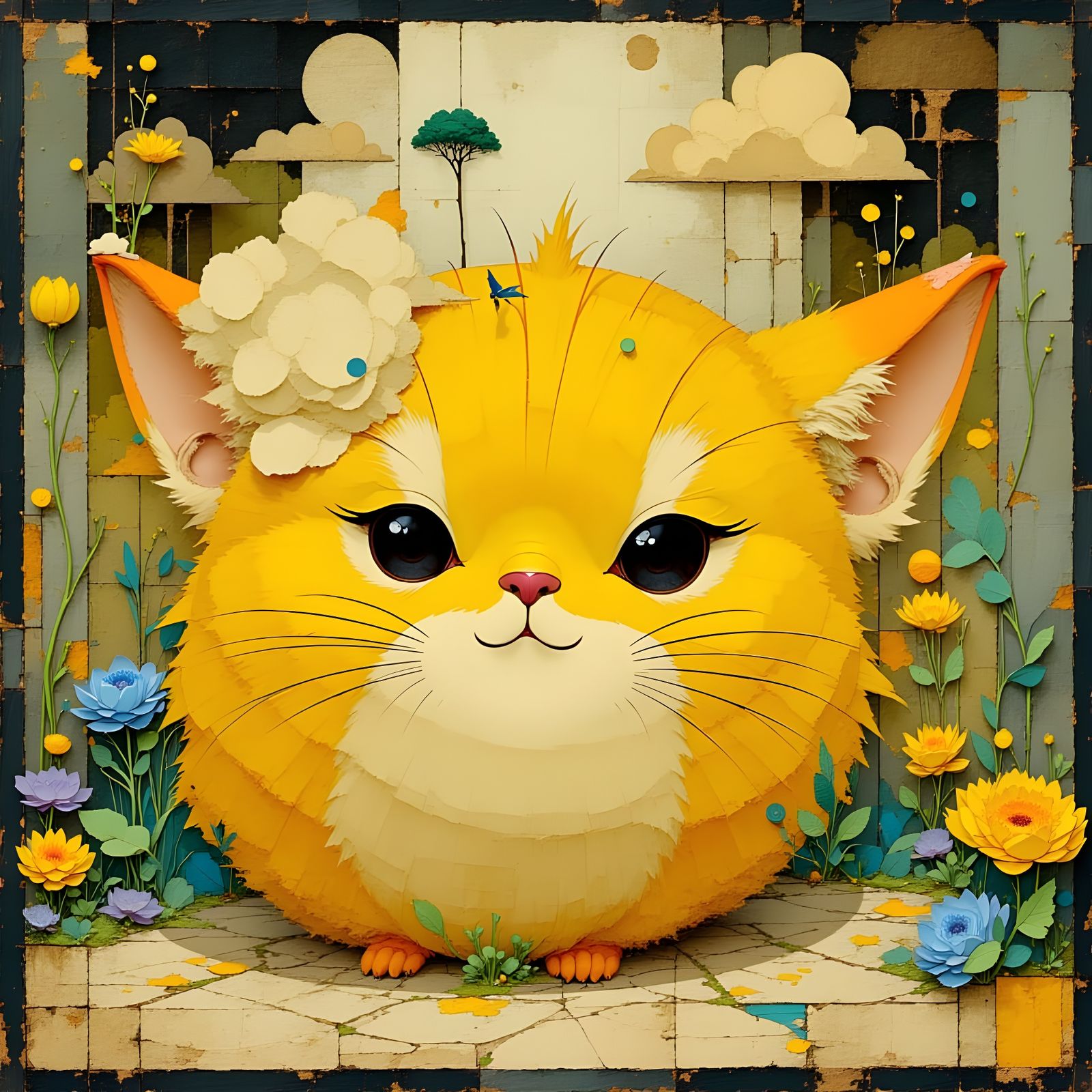 Playful Fat Cat with Unique AI Style