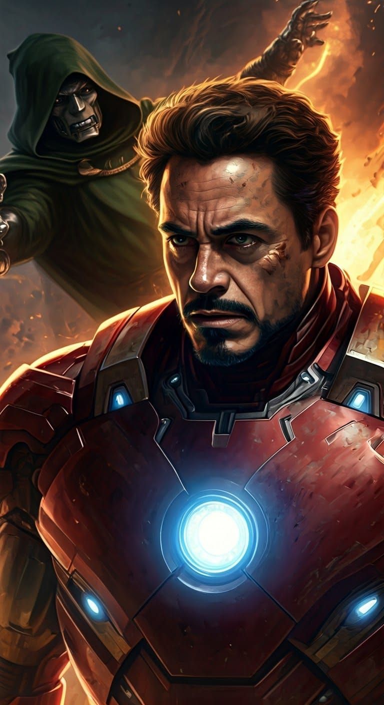 Iron Man Battles Doctor Doom in Intense Cyberpunk-Inspired A...