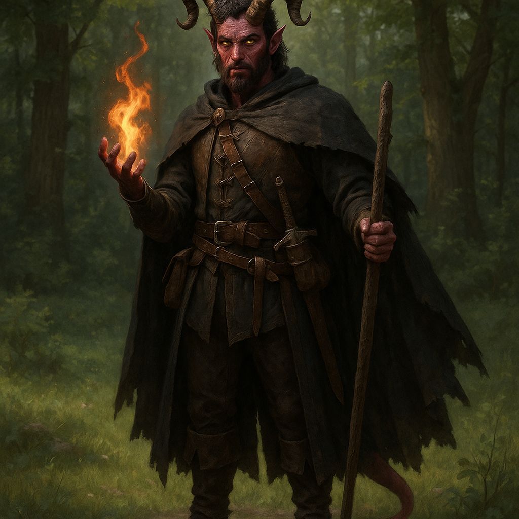 Medieval Fantasy Warlock in Enchanted Forest Glade