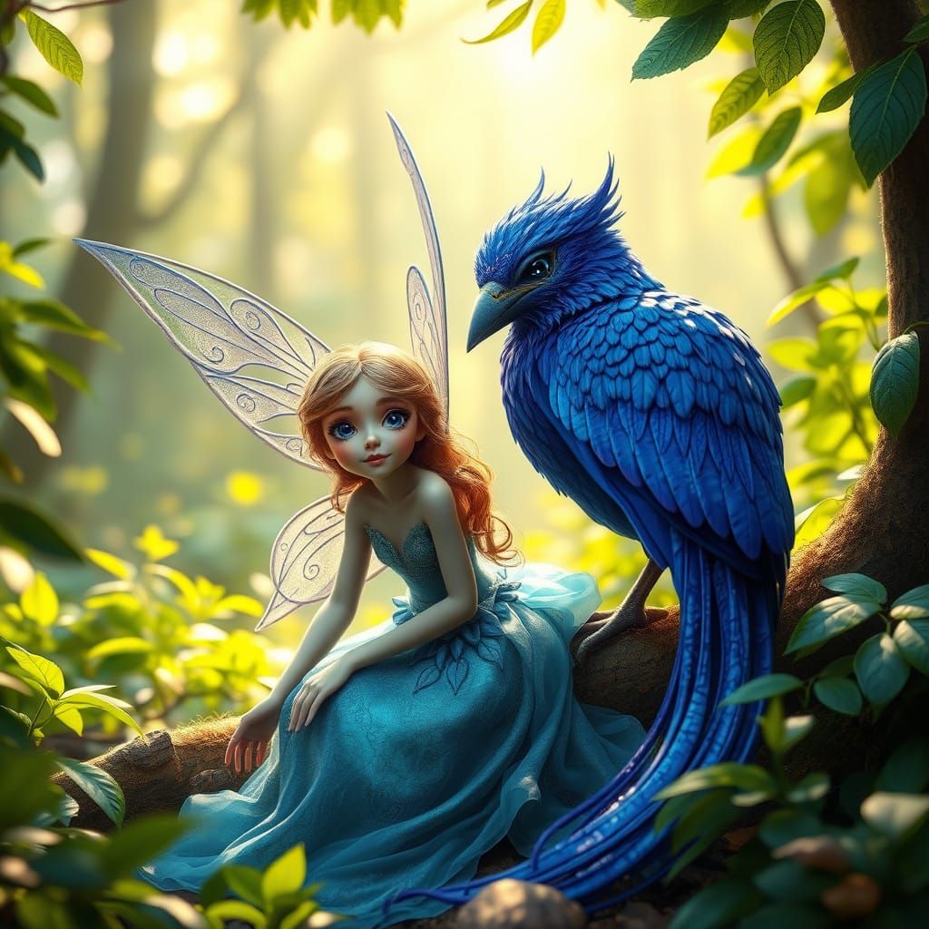 Whimsical Forest Fairy in Iridescent Dreamscape