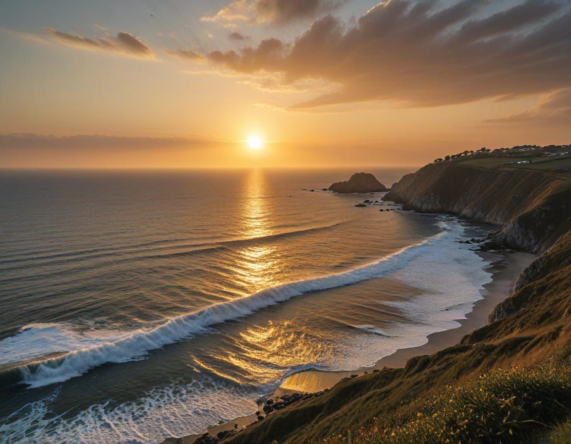 Surreal Sunset Over the Ocean in Vibrant Color