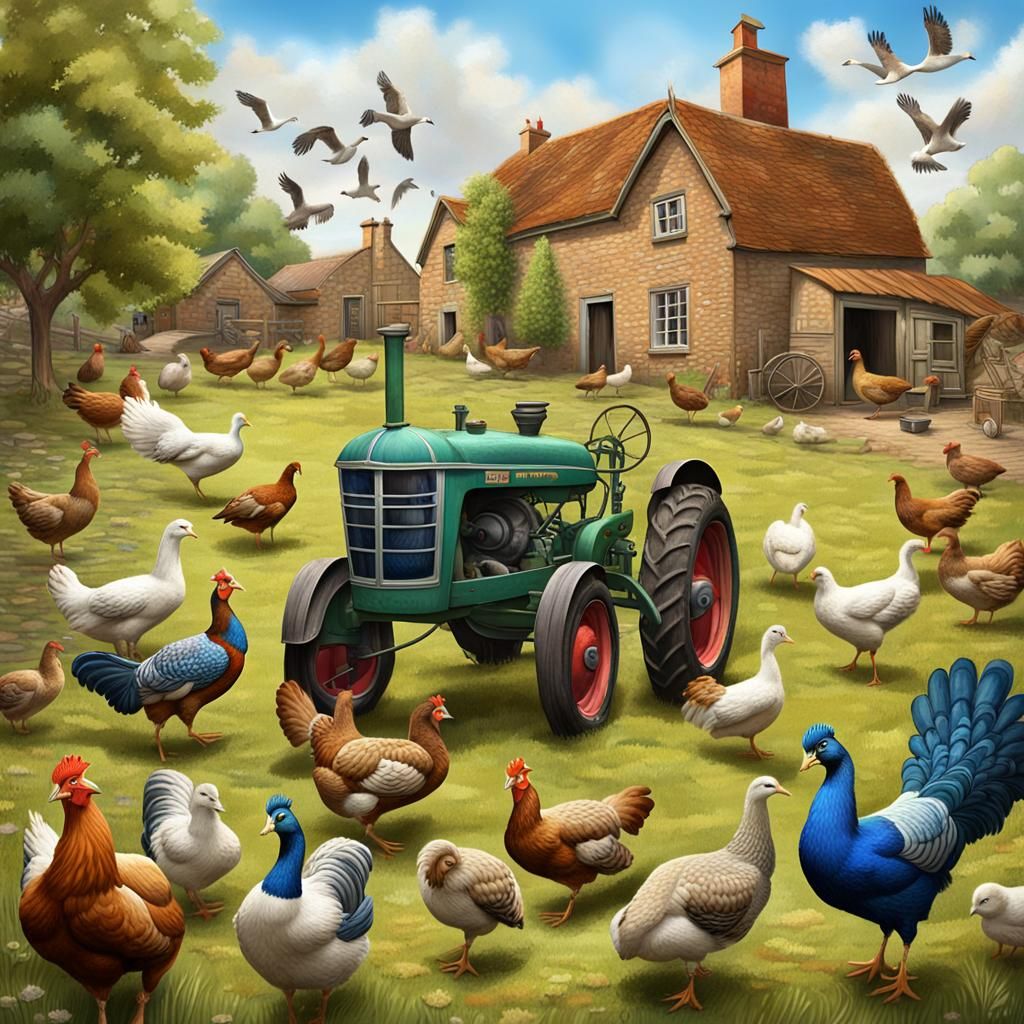 Vibrant Farmyard Scene in Studio Photo Style