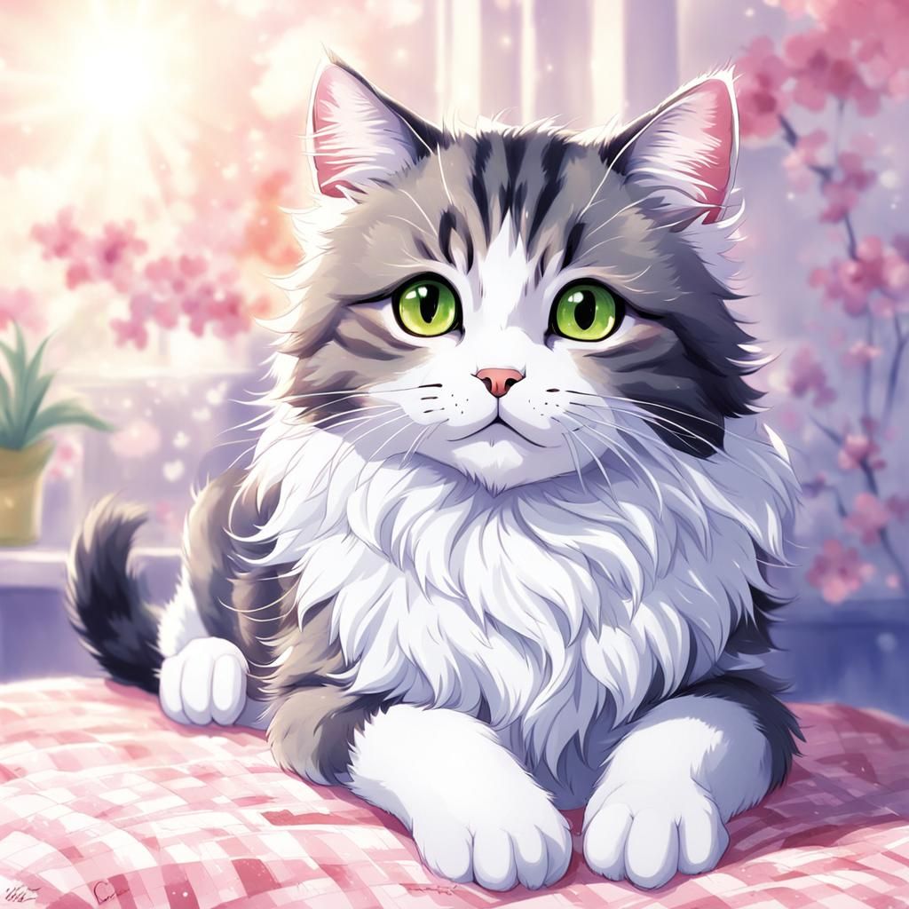 Vibrant Anime-Style Feline