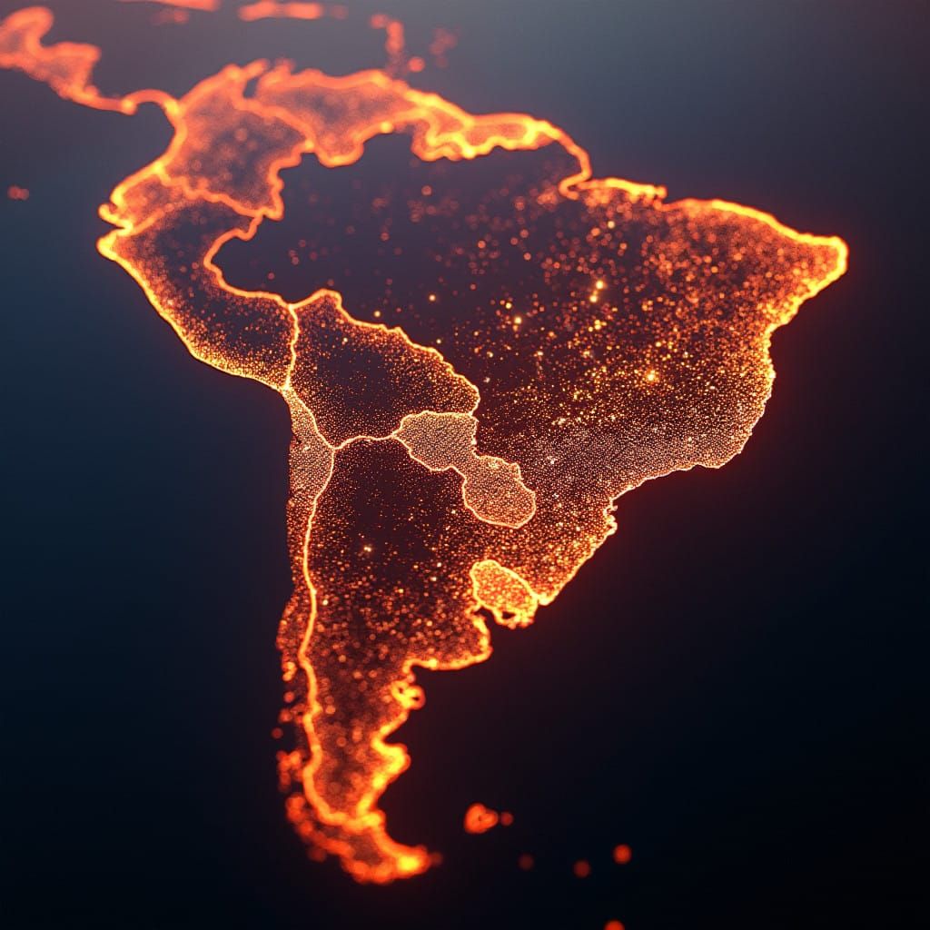 Luminous Copper Earth with Brazil's Map and São Paulo at Nig...