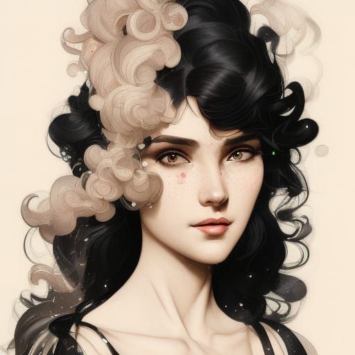 Gorgeous Girl in Elegant Black Gown with Intricate Details