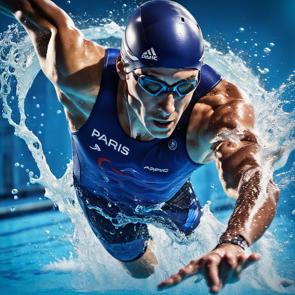 Paralympic Amputee Swimmer in Mid-Dive