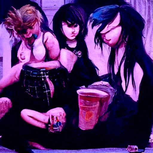 Surreal Goth Scene Unveiled in Oil Painting