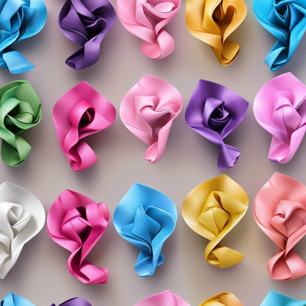Origami Flowers in Soft Focus Papercraft Art