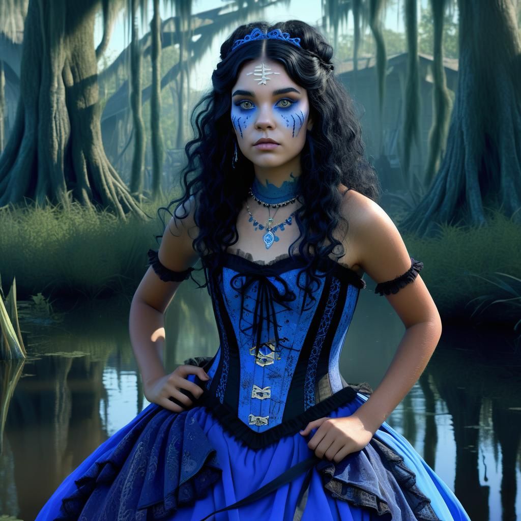 Vibrant New Orleans Swamp Witch in Intricate Matte Painting