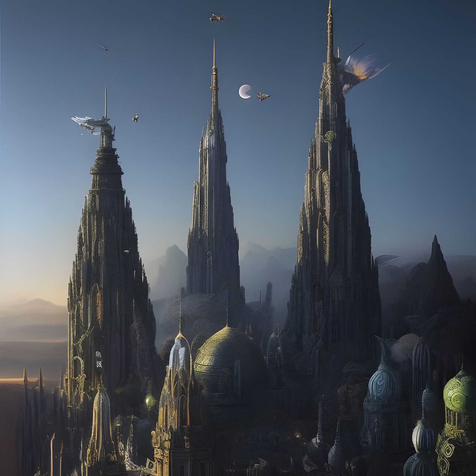 Surreal Cityscape at Dusk with Hyperrealism and Soft Light