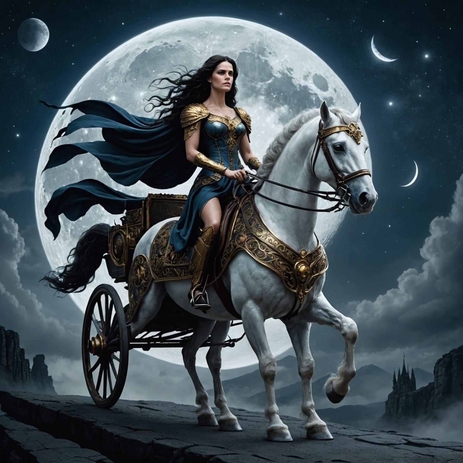 Epic Goddess of the Moon Selene in a Stunning Digital Painti...