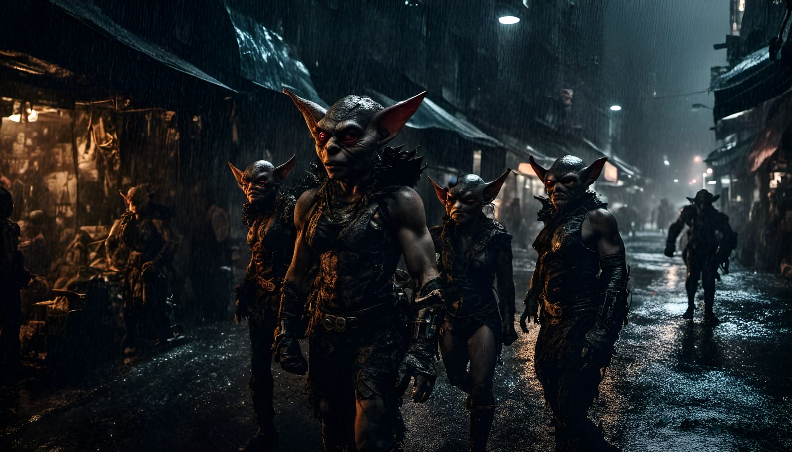 Dark Alleyway Goblins in Moody Chiaroscuro