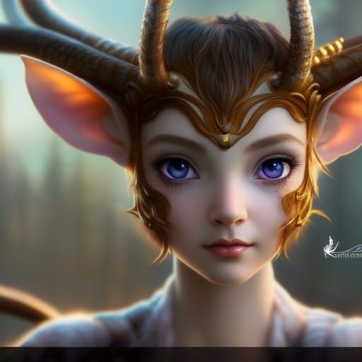 Enchanting Faun Portrait in Vibrant Fantasy Art