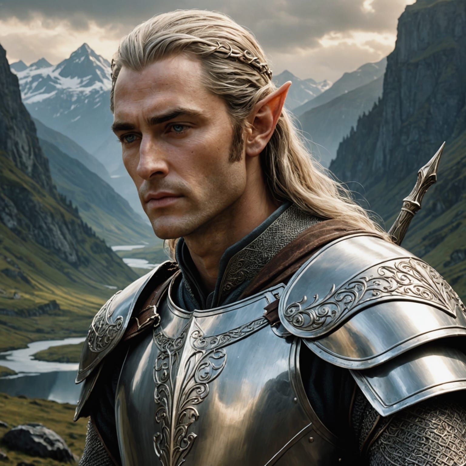 Ethereal Elven King in Majestic Fantasy Realm