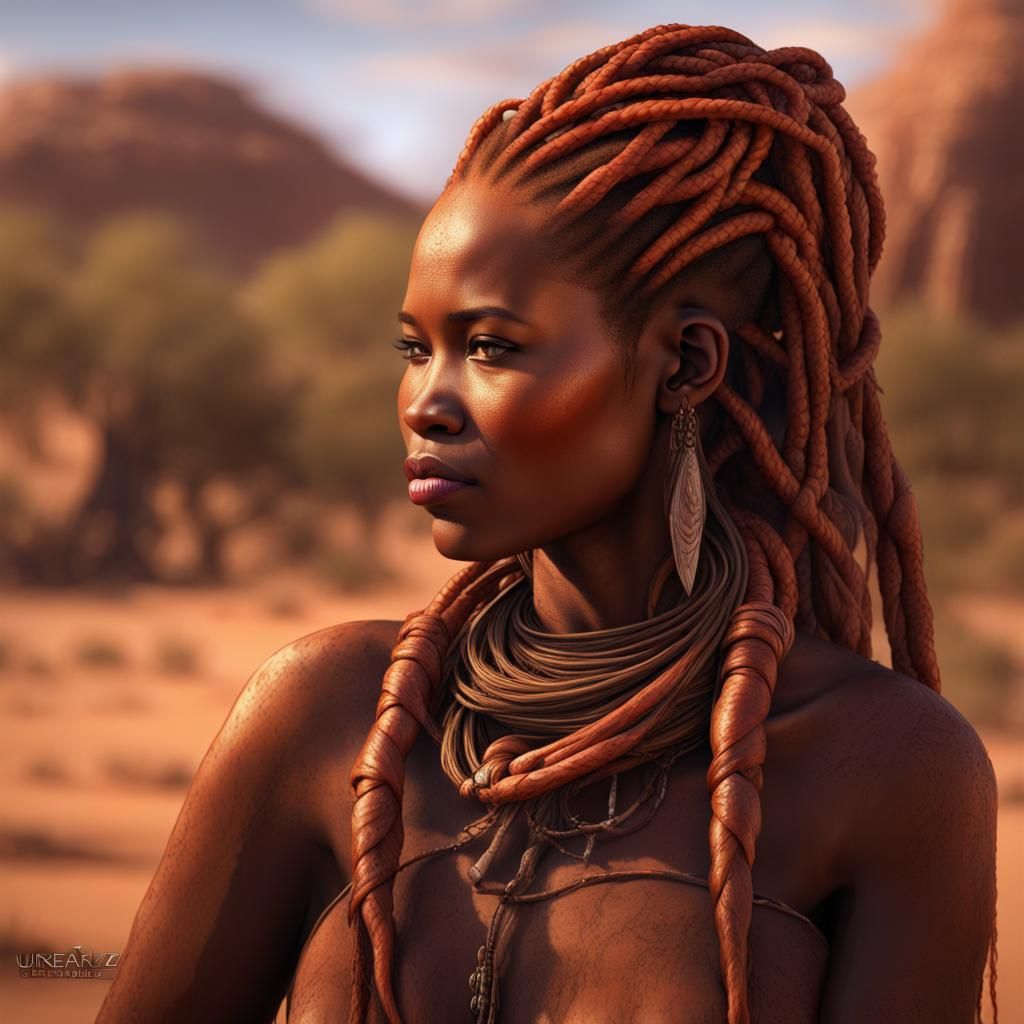 Namibian Himba Women Adorned in Vibrant Otijize Paintings