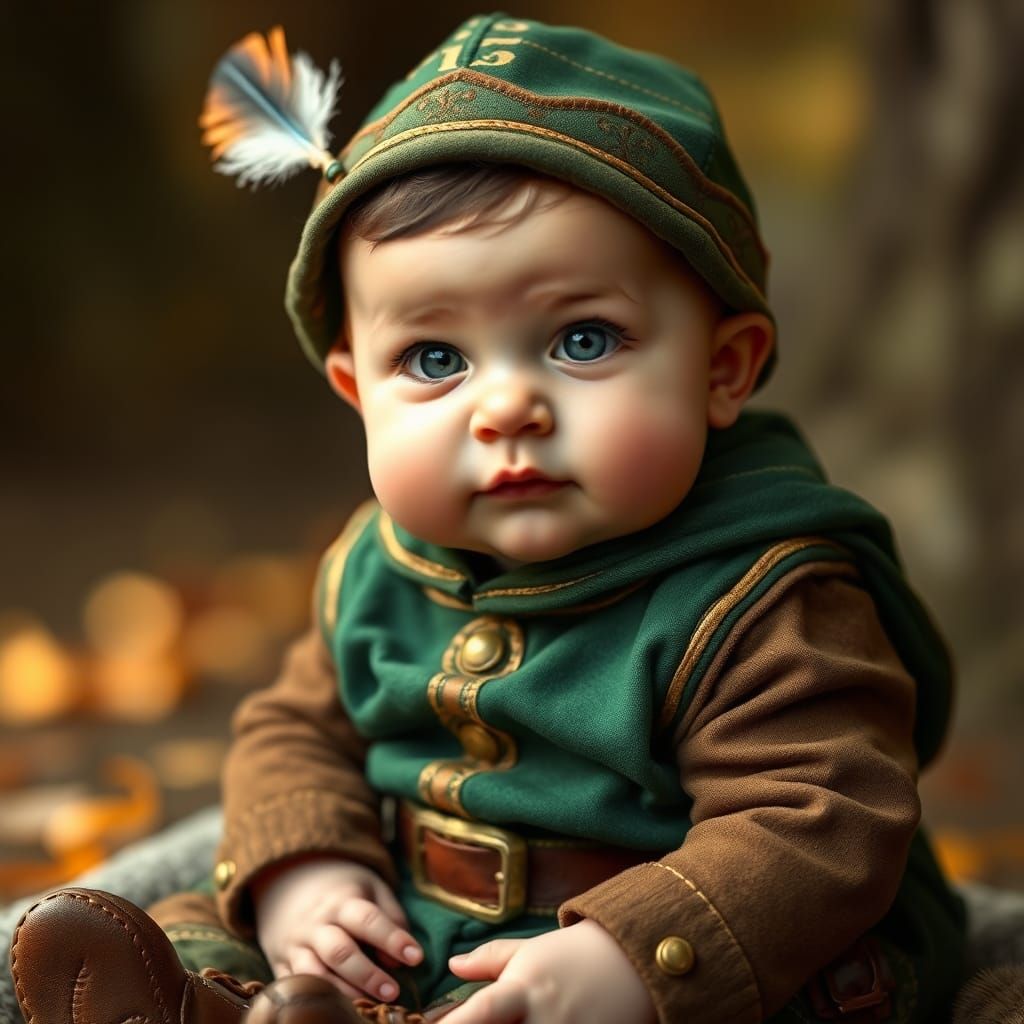 Realistic Portrait of a Baby Robin Hood