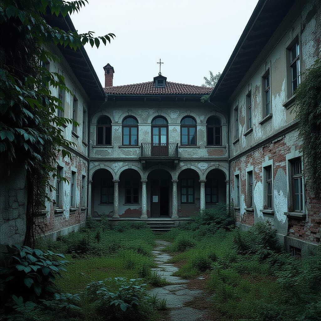 Eerie Abandoned School in Istanbul, Noir Style