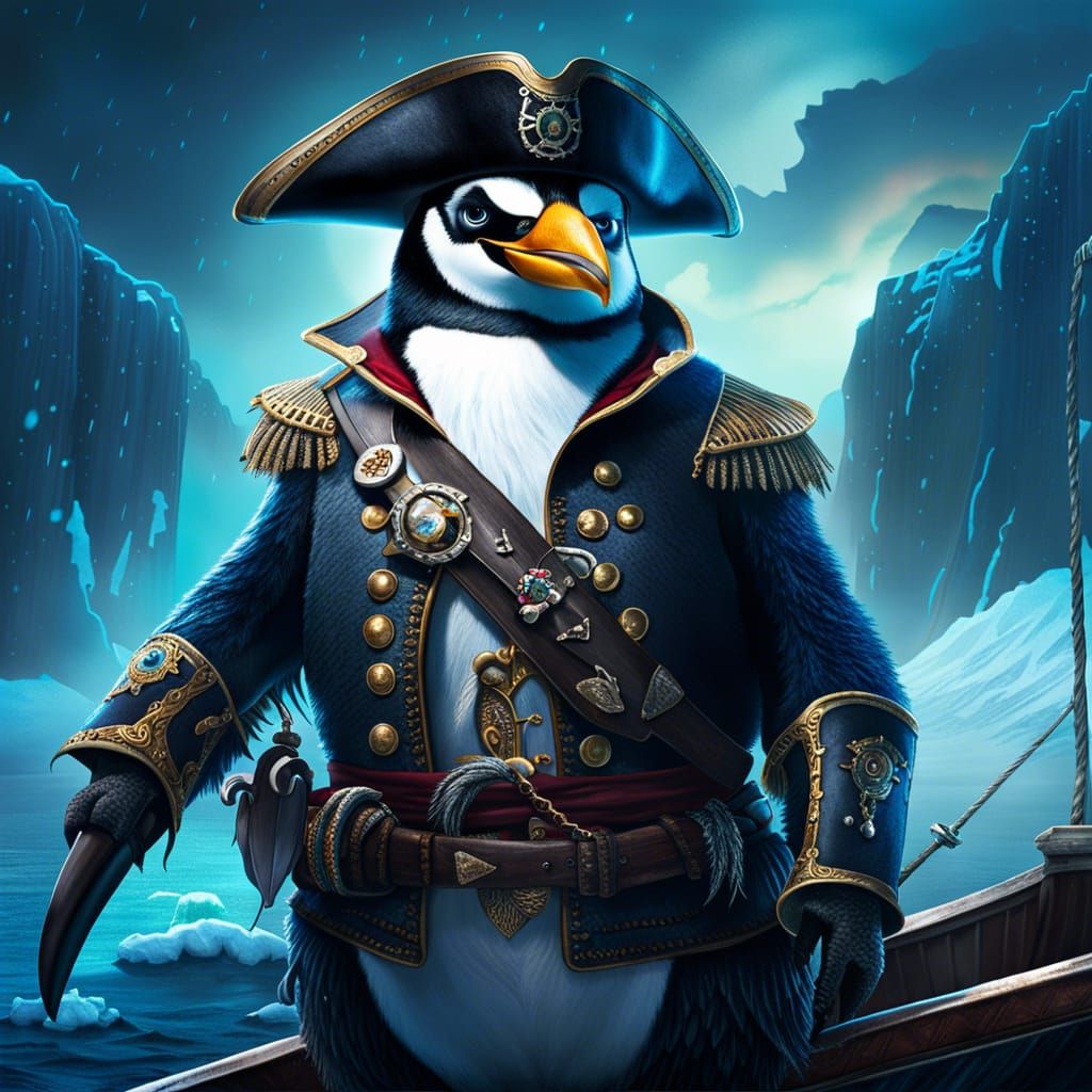 Pirate Penguin King of the Frosty Seas in Vibrant Colors