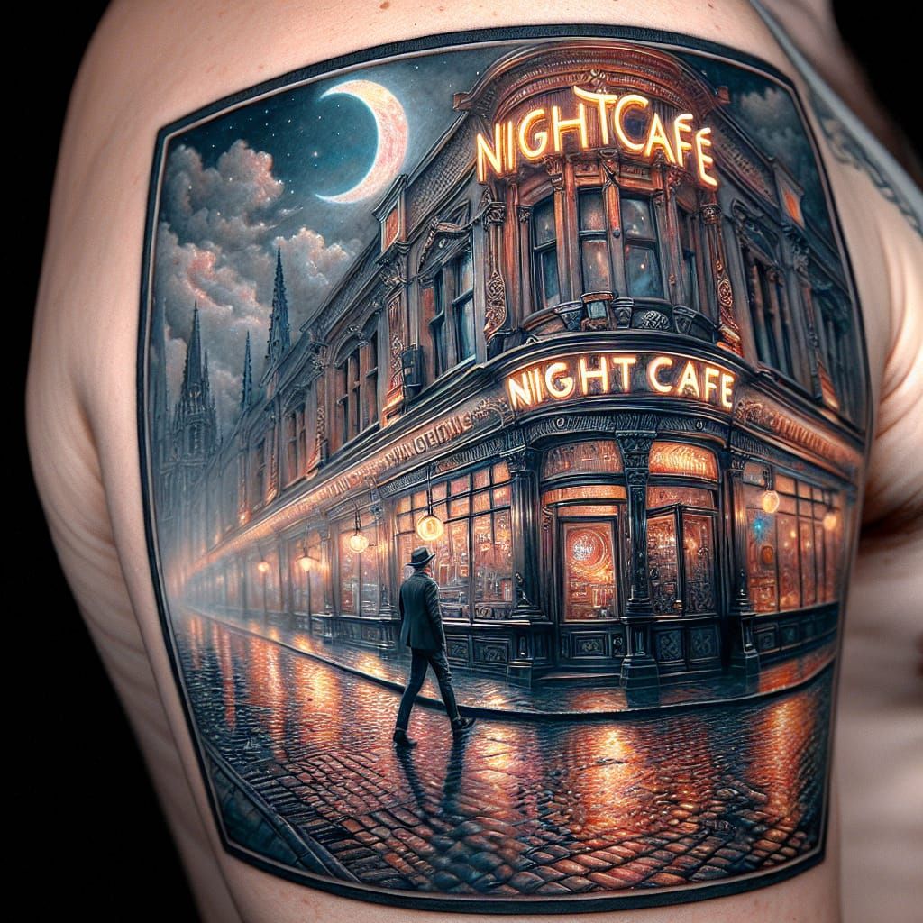 Hyperrealistic Oil Painting-Inspired Tattoo of NightCafe