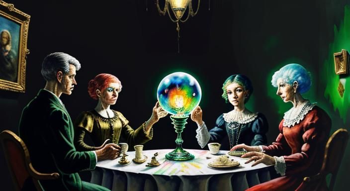 Surreal Spirit Medium Conducts a Mysterious Seance