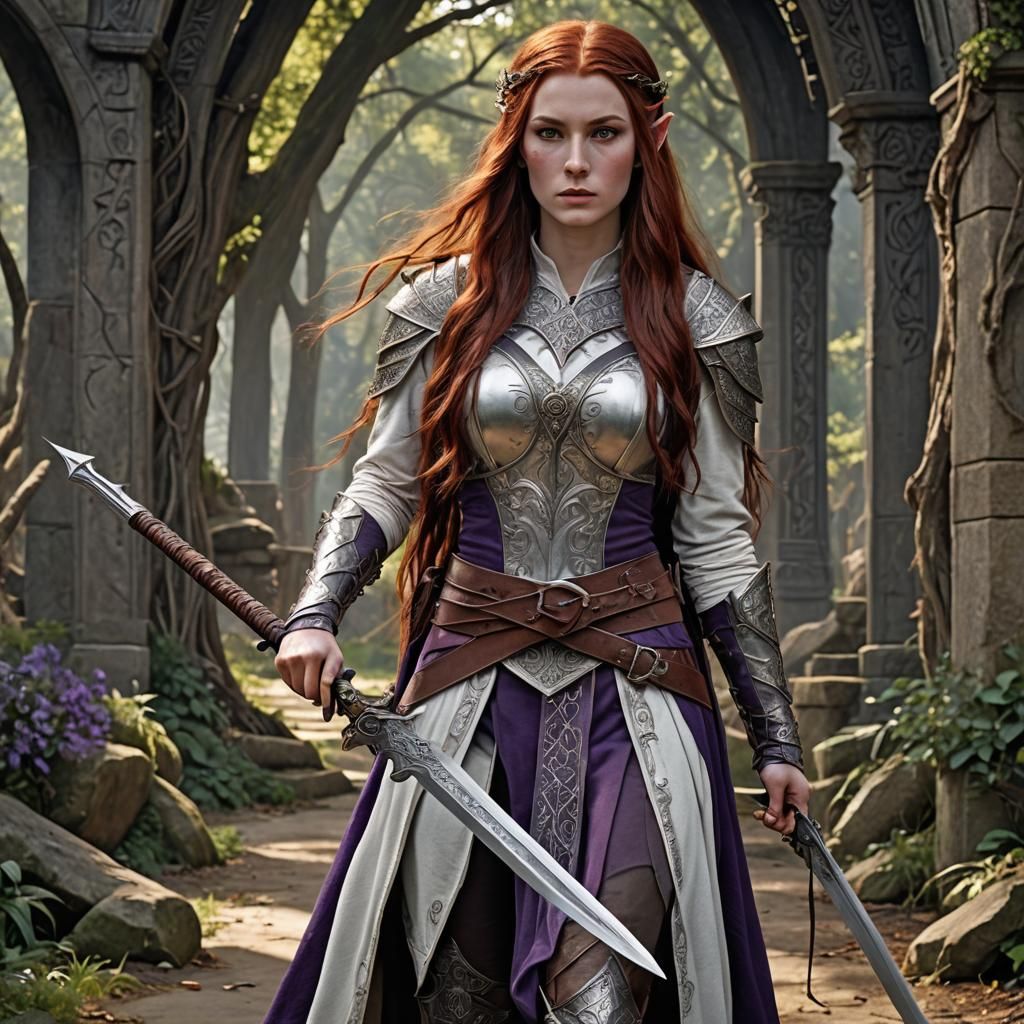 Half-Elven Adventurer in Cinematic Religious Outfit