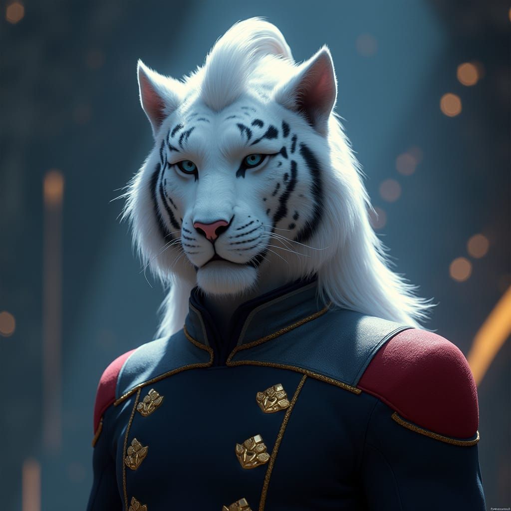 Majestic Ferasan Starfleet Captain in Formal Command Uniform