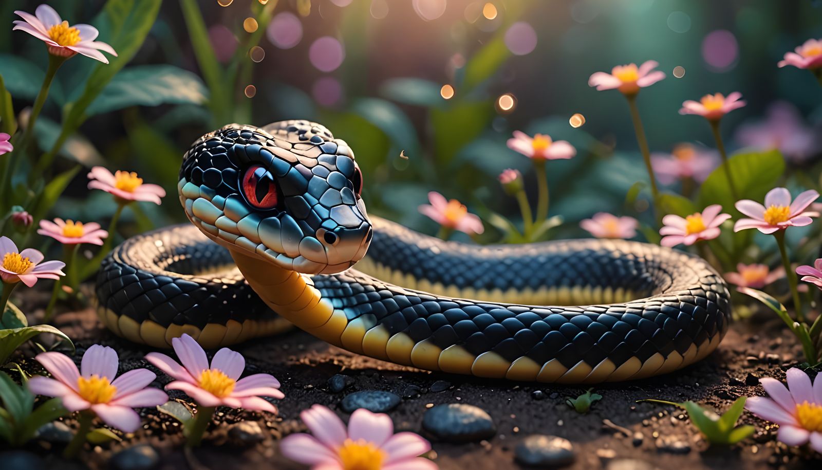 Snake in Whimsical Chibi Macro Photography